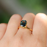2.60CT CUSHION MADAGASCAR SAPPHIRE, PARTI TEAL BLUE AND WHITE, 8.9X7.2X4.7MM
