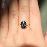 2.60CT CUSHION MADAGASCAR SAPPHIRE, PARTI TEAL BLUE AND WHITE, 8.9X7.2X4.7MM