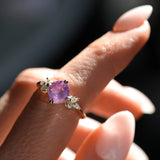 1.79ct Cushion Cut Pink Sapphire and Diamond Cluster Ring in 14k Yellow Gold