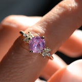1.79ct Cushion Cut Pink Sapphire and Diamond Cluster Ring in 14k Yellow Gold