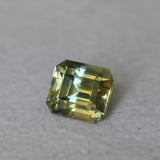 2.18CT MADAGASCAR EMERALD CUT, BICOLOR YELLOW BLUE, 6.66X5.98X5.29MM