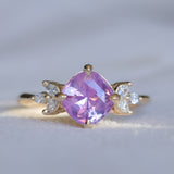 1.79ct Cushion Cut Pink Sapphire and Diamond Cluster Ring in 14k Yellow Gold