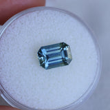 2.34CT MADAGASCAR EMERALD CUT SAPPHIRE, STEELY TEAL, 8.8X6.2X4.5MM