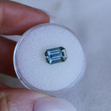 2.34CT MADAGASCAR EMERALD CUT SAPPHIRE, STEELY TEAL, 8.8X6.2X4.5MM