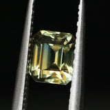 2.18CT MADAGASCAR EMERALD CUT, BICOLOR YELLOW BLUE, 6.66X5.98X5.29MM