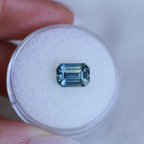 2.34CT MADAGASCAR EMERALD CUT SAPPHIRE, STEELY TEAL, 8.8X6.2X4.5MM