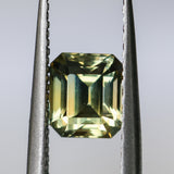 2.18CT MADAGASCAR EMERALD CUT, BICOLOR YELLOW BLUE, 6.66X5.98X5.29MM