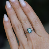 2.34CT MADAGASCAR EMERALD CUT SAPPHIRE, STEELY TEAL, 8.8X6.2X4.5MM