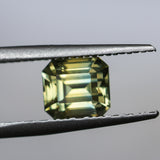 2.18CT MADAGASCAR EMERALD CUT, BICOLOR YELLOW BLUE, 6.66X5.98X5.29MM
