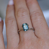 2.34CT MADAGASCAR EMERALD CUT SAPPHIRE, STEELY TEAL, 8.8X6.2X4.5MM