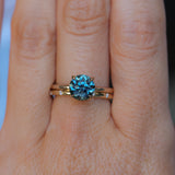 2.34ct Round Untreated Blue Montana Sapphire Classic 4 Prong Solitaire in 14k Yellow Gold- Appraised Stone
