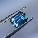 2.34CT MADAGASCAR EMERALD CUT SAPPHIRE, STEELY TEAL, 8.8X6.2X4.5MM