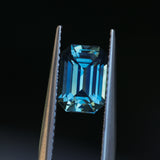 2.34CT MADAGASCAR EMERALD CUT SAPPHIRE, STEELY TEAL, 8.8X6.2X4.5MM