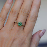 1.91ct Round Australian Green Sapphire Lotus Solitaire in 14k Yellow Gold