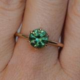 1.91ct Round Australian Green Sapphire Lotus Solitaire in 14k Yellow Gold