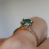1.91ct Round Australian Green Sapphire Lotus Solitaire in 14k Yellow Gold