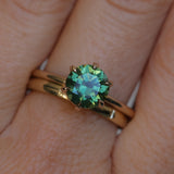 1.91ct Round Australian Green Sapphire Lotus Solitaire in 14k Yellow Gold