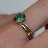 1.91ct Round Australian Green Sapphire Lotus Solitaire in 14k Yellow Gold