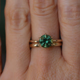 1.91ct Round Australian Green Sapphire Lotus Solitaire in 14k Yellow Gold