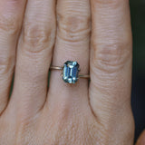 2.34CT MADAGASCAR EMERALD CUT SAPPHIRE, STEELY TEAL, 8.8X6.2X4.5MM