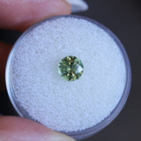 1.08CT ROUND PRECISION CUT MONTANA SAPPHIRE, LIGHT GREEN YELLOW, 5.9X4.03MM