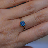 1.08ct Round Azure Blue Montana Sapphire Lotus Solitaire in 14k Yellow Gold