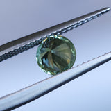 1.08CT ROUND PRECISION CUT MONTANA SAPPHIRE, LIGHT GREEN YELLOW, 5.9X4.03MM