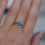 1.08ct Round Azure Blue Montana Sapphire Lotus Solitaire in 14k Yellow Gold
