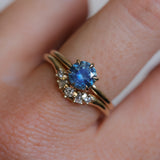 1.08ct Round Azure Blue Montana Sapphire Lotus Solitaire in 14k Yellow Gold