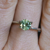 1.08CT ROUND PRECISION CUT MONTANA SAPPHIRE, LIGHT GREEN YELLOW, 5.9X4.03MM