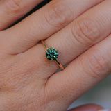 1.30ct Round Untreated Deep Green Nigerian Sapphire Lotus Solitaire in 14k Yellow Gold