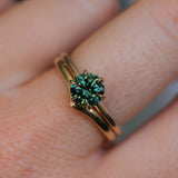 1.30ct Round Untreated Deep Green Nigerian Sapphire Lotus Solitaire in 14k Yellow Gold