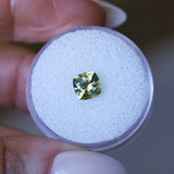 1.38CT PRECISION CUT SQUARE CUSHION MONTANA SAPPHIRE, GOLDEN YELLOW-GREEN, 6.1X6.1X4.2MM