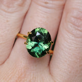 6.59CT OVAL MADAGASCAR SAPPHIRE, FOREST GREEN, UNTREATED, 12.5X10.1X6MM