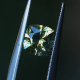 1.38CT PRECISION CUT SQUARE CUSHION MONTANA SAPPHIRE, GOLDEN YELLOW-GREEN, 6.1X6.1X4.2MM