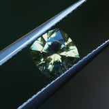 1.38CT PRECISION CUT SQUARE CUSHION MONTANA SAPPHIRE, GOLDEN YELLOW-GREEN, 6.1X6.1X4.2MM