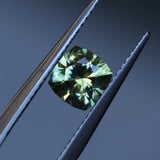 1.38CT PRECISION CUT SQUARE CUSHION MONTANA SAPPHIRE, GOLDEN YELLOW-GREEN, 6.1X6.1X4.2MM