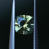 1.38CT PRECISION CUT SQUARE CUSHION MONTANA SAPPHIRE, GOLDEN YELLOW-GREEN, 6.1X6.1X4.2MM
