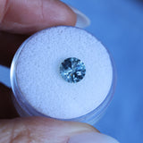 1.78CT ROUND PRECISION CUT MONTANA SAPPHIRE, LIGHTER BLUE GREY, 7.2X4.7MM