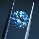 1.78CT ROUND PRECISION CUT MONTANA SAPPHIRE, LIGHTER BLUE GREY, 7.2X4.7MM
