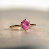 1.37ct Oval Untreated Pink Burmese Spinel Lotus Solitaire in 14k Yellow Gold