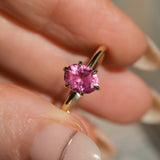 1.37ct Oval Untreated Pink Burmese Spinel Lotus Solitaire in 14k Yellow Gold