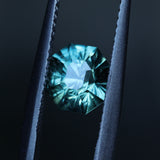 1.94CT SPECIAL RADIANT CUT MONTANA SAPPHIRE, DEEP TEAL BLUE GREEN, UNTREATED, 6.9X6.27X5.36MM
