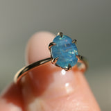 2.22ct Oval Blue Opalescent Untreated Nigerian Sapphire Lotus Solitaire in 14k Yellow Gold
