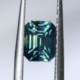 2.05CT MADAGASCAR EMERALD CUT SAPPHIRE, PARTI BLUE GREEN YELLOW, UNTREATED, 7.1X5.5X5MM