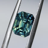 2.49CT MADAGASCAR EMERALD CUT SAPPHIRE, PARTI BLUE GREEN YELLOW, UNTREATED, 7.8X5.8X5.5MM