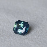 2.03CT MADAGASCAR RADIANT SAPPHIRE, GLOWY TEAL BLUE, UNTREATED, 6.7X6.09X4.7MM