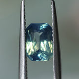 1.70CT MADAGASCAR RADIANT CUT SAPPHIRE, MEDIUM TO LIGHT TEAL BLUE GREEN, UNTREATED, 7.8X5.6X3.9MM