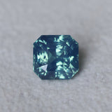 2.10CT MADAGASCAR RADIANT SAPPHIRE, GLOWY TEAL BLUE GREEN, UNTREATED, 6.3X6.2MM