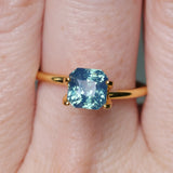 2.10CT MADAGASCAR RADIANT SAPPHIRE, GLOWY TEAL BLUE GREEN, UNTREATED, 6.3X6.2MM